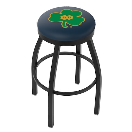 Holland Bar Stool Co 25" Blk Wrinkle Notre Dame Shamrock Swivel Bar Stool, Accent Ring L8B2B25ND-Shm